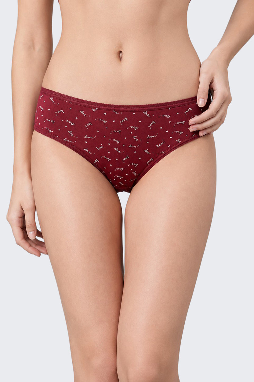 Womens Brown Heart Printed Pack of 3 Panties - Image 5