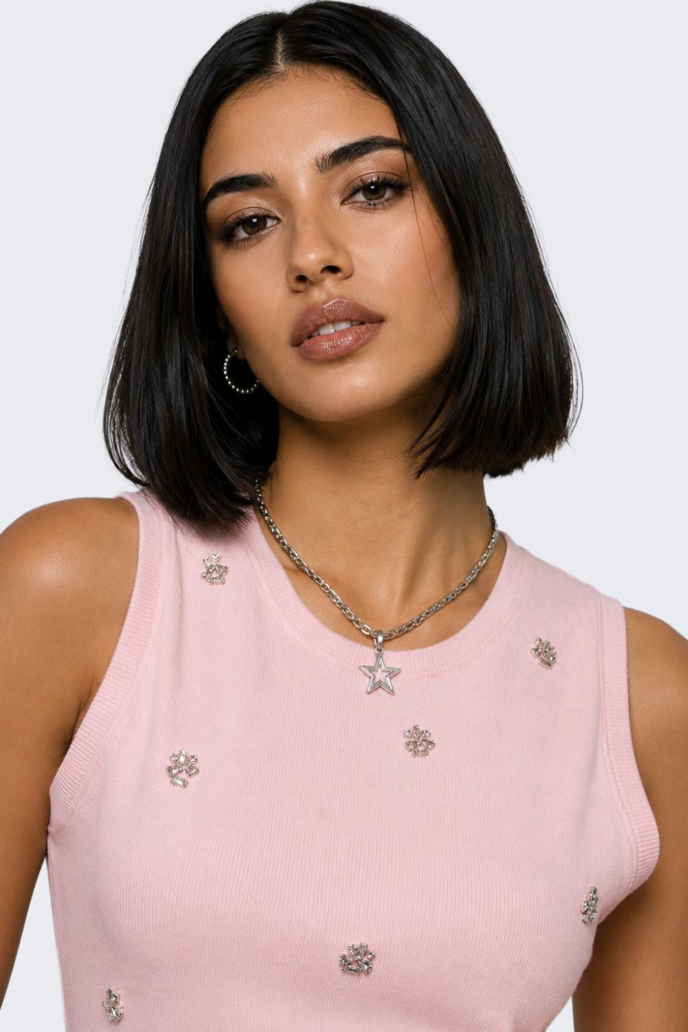 Womens Regular Fit Pink Embellished T-Shirt - Image 3