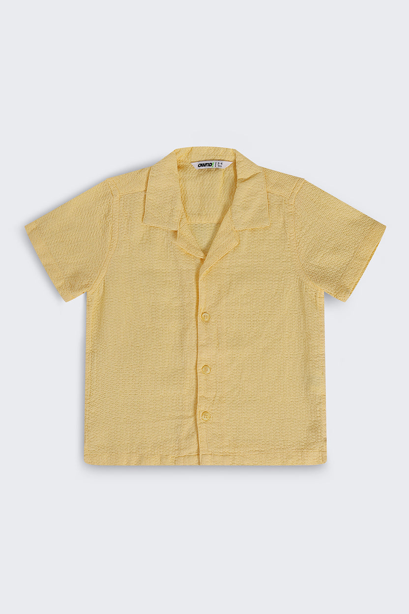 Boys Regular Fit Yellow Textured Shirt - Image 2