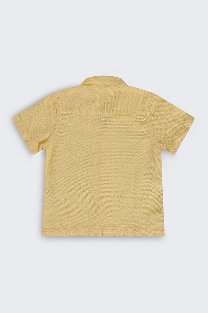Boys Regular Fit Yellow Textured Shirt - Image 4