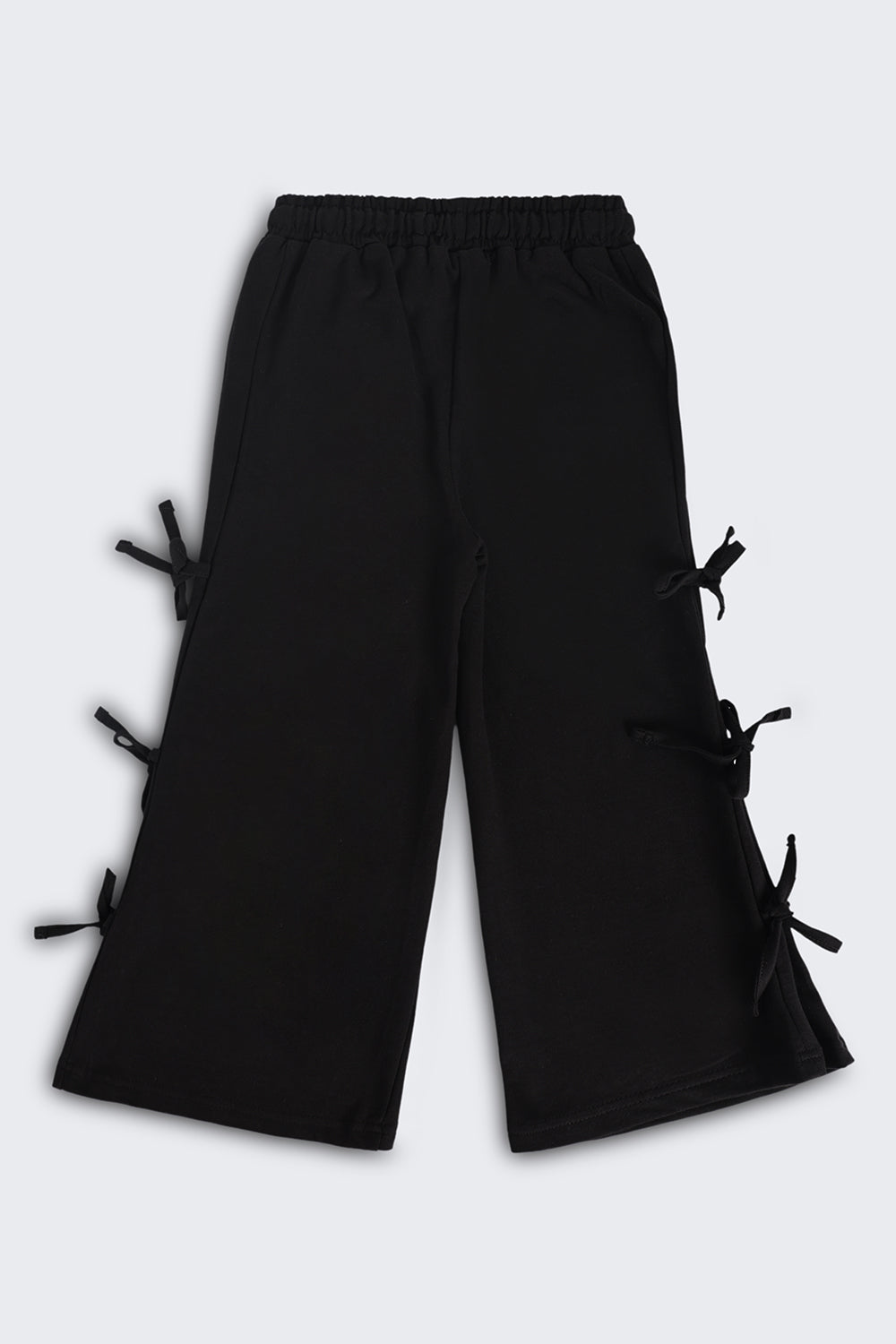 Girls Wide Leg Fit Black Solid Track Pant - Image 3
