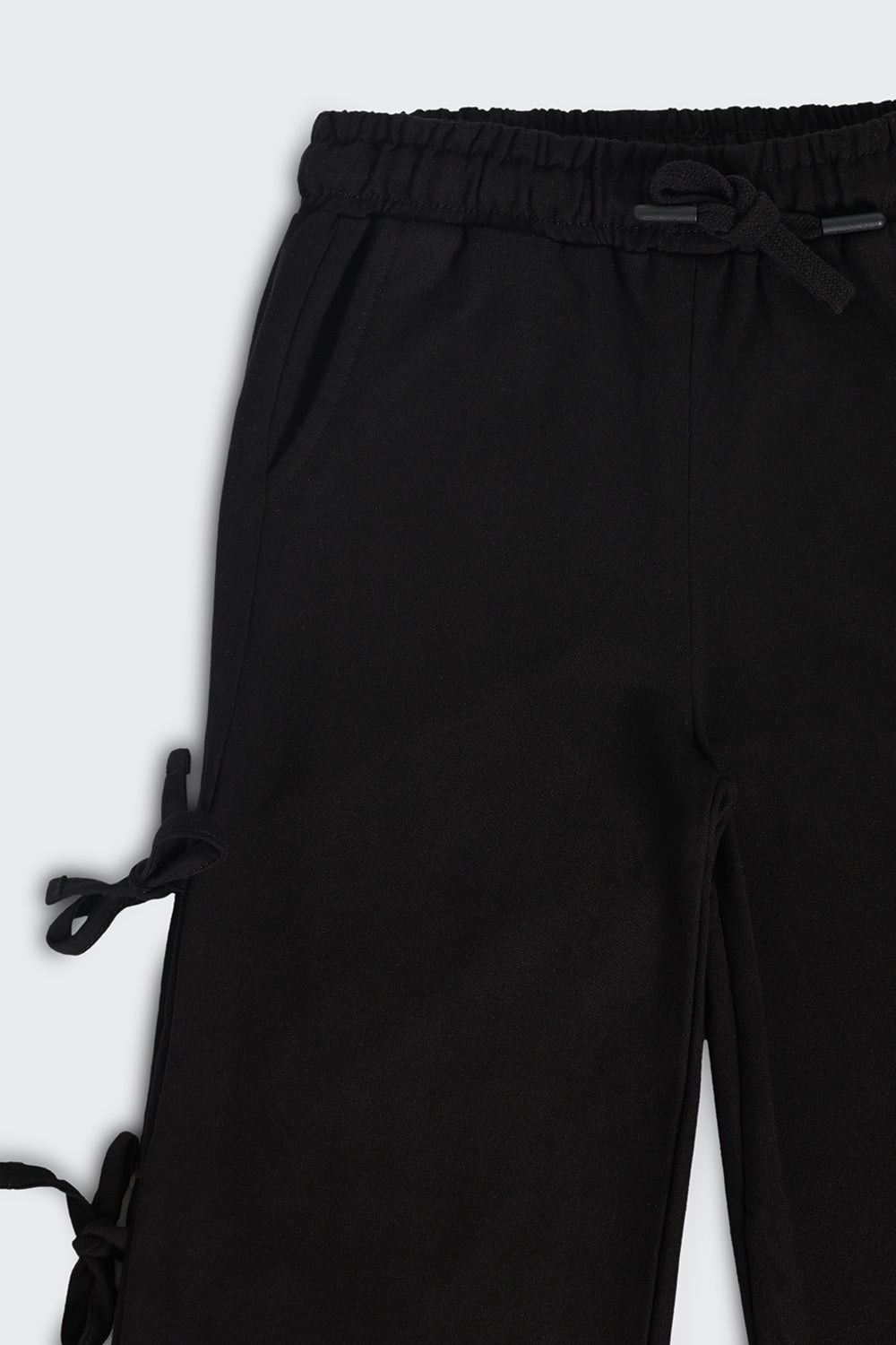 Girls Wide Leg Fit Black Solid Track Pant - Image 4