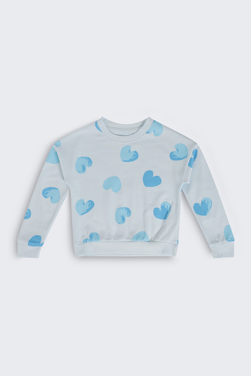 Girls Relaxed Fit Light Blue Heart Sweatshirt - Image 2