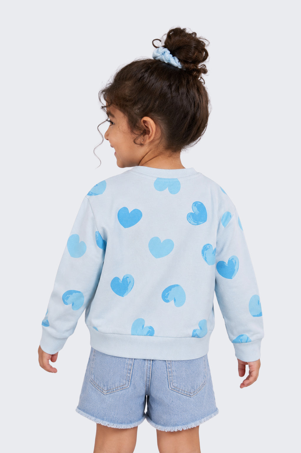 Girls Relaxed Fit Light Blue Heart Sweatshirt - Image 3