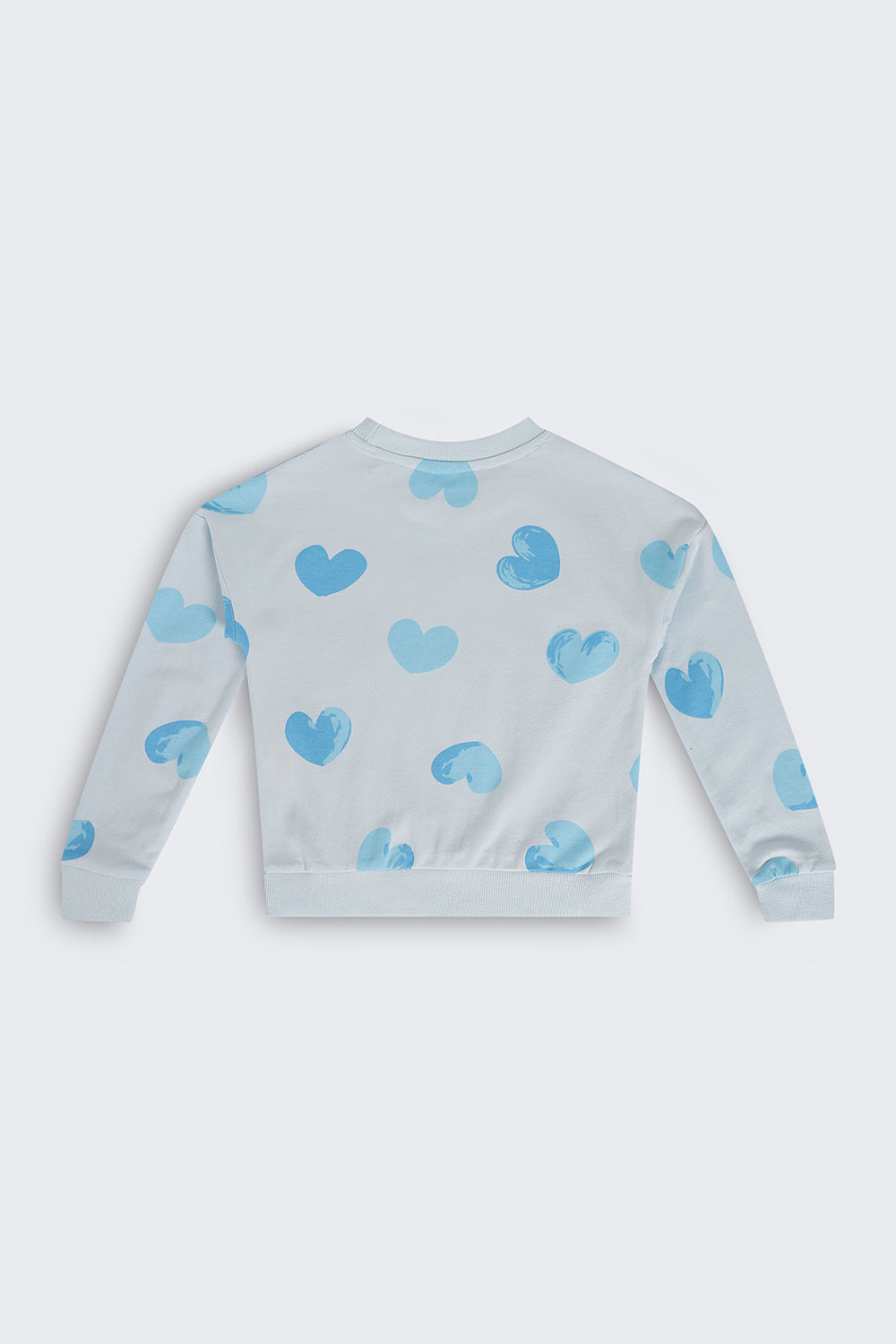 Girls Relaxed Fit Light Blue Heart Sweatshirt - Image 4