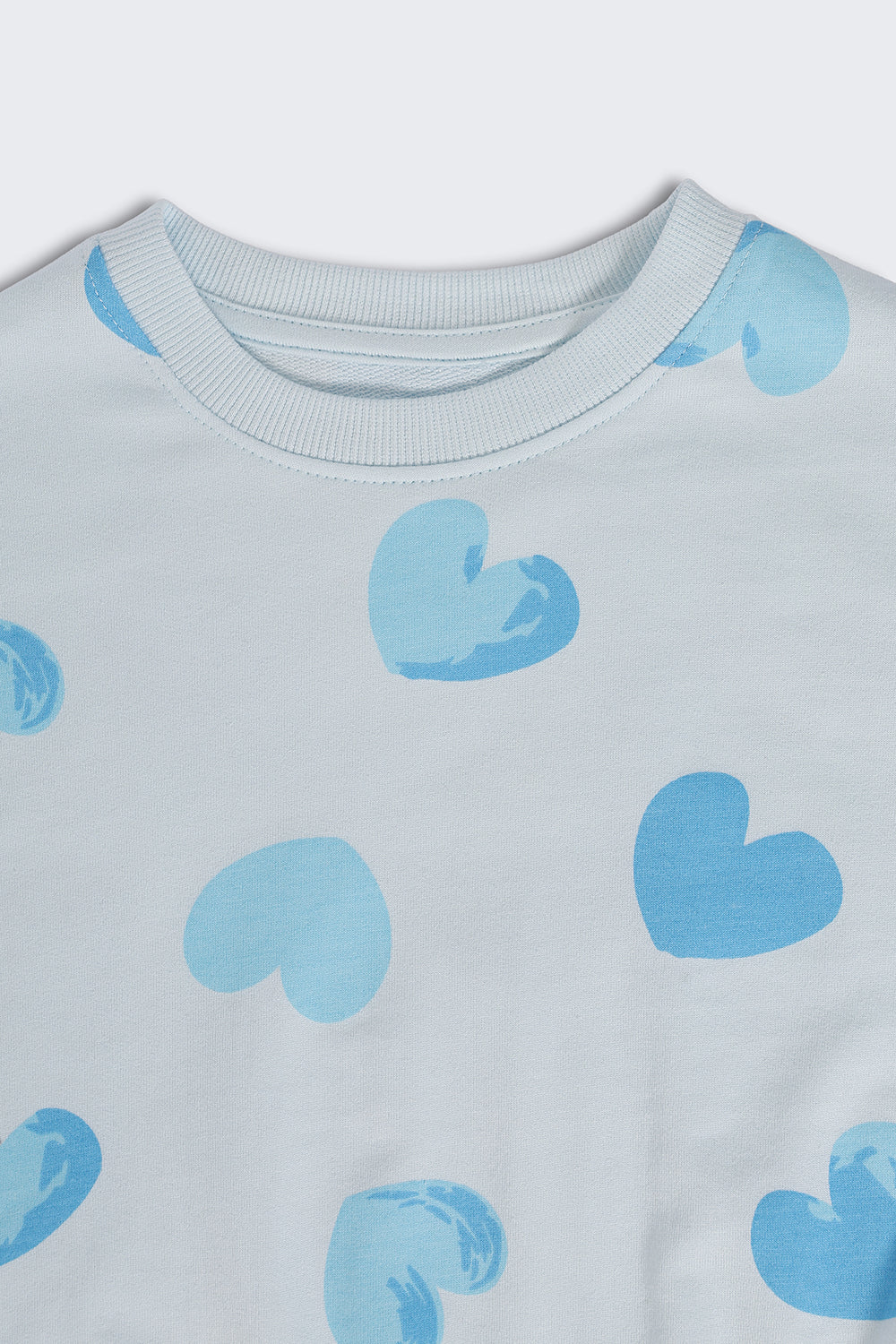 Girls Relaxed Fit Light Blue Heart Sweatshirt - Image 5