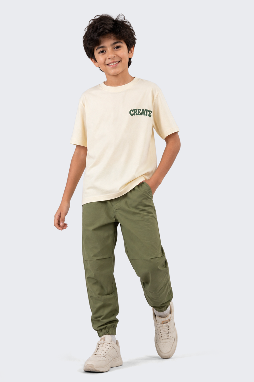 Tweens Boys Olive Solid Joggers - Image 1