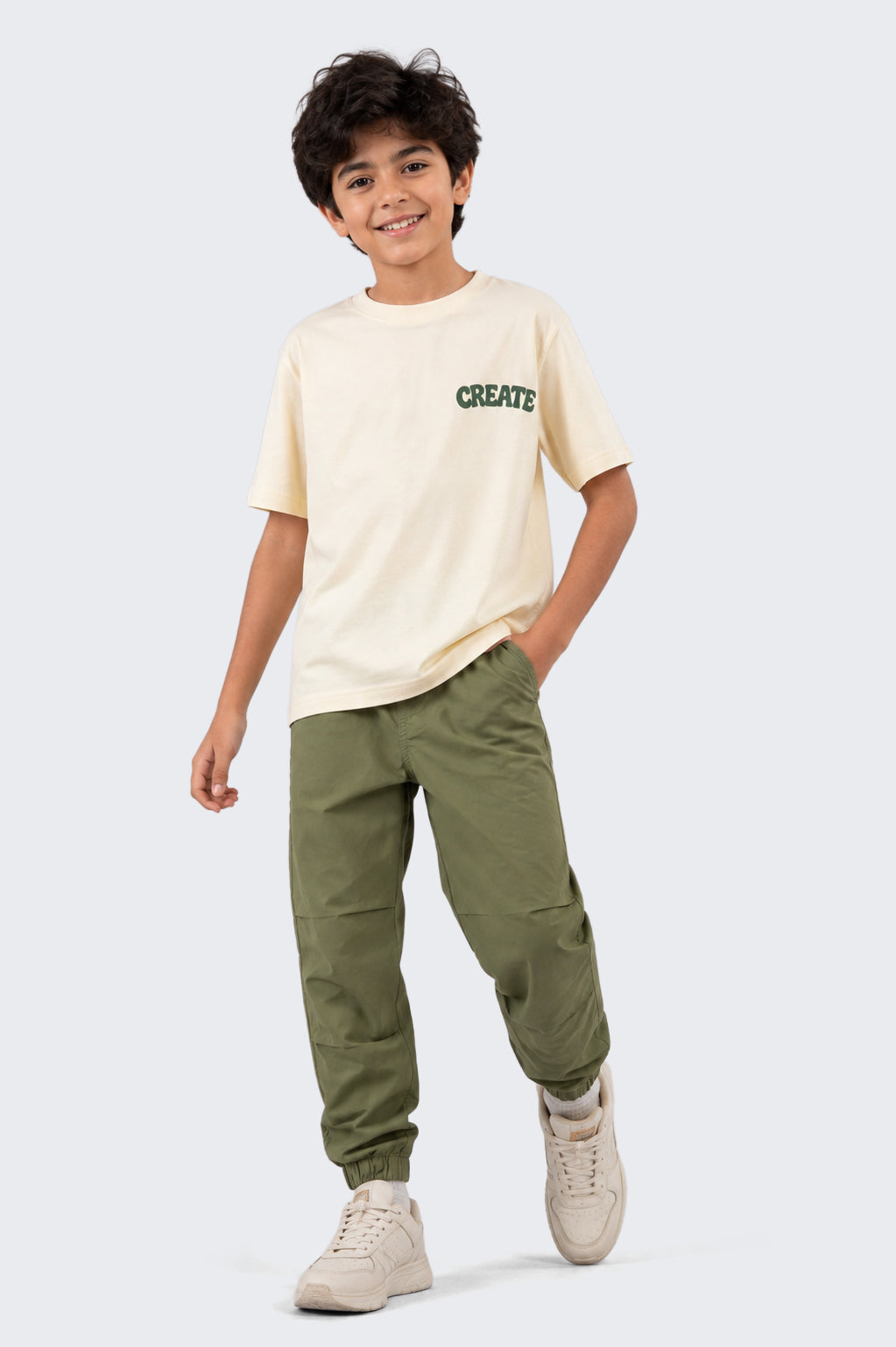 Tweens Boys Olive Solid Joggers - Image 1