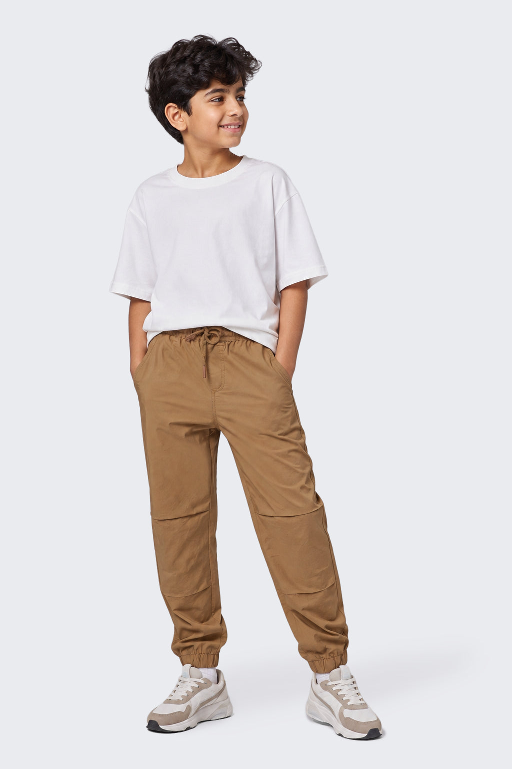 Tweens Boys Beige Solid Joggers - Image 1
