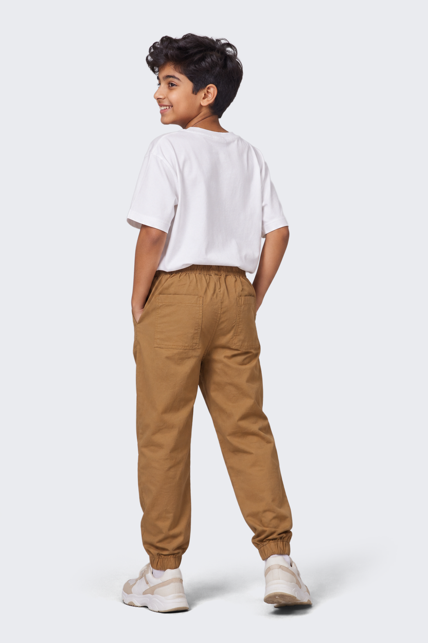 Tweens Boys Beige Solid Joggers - Image 3