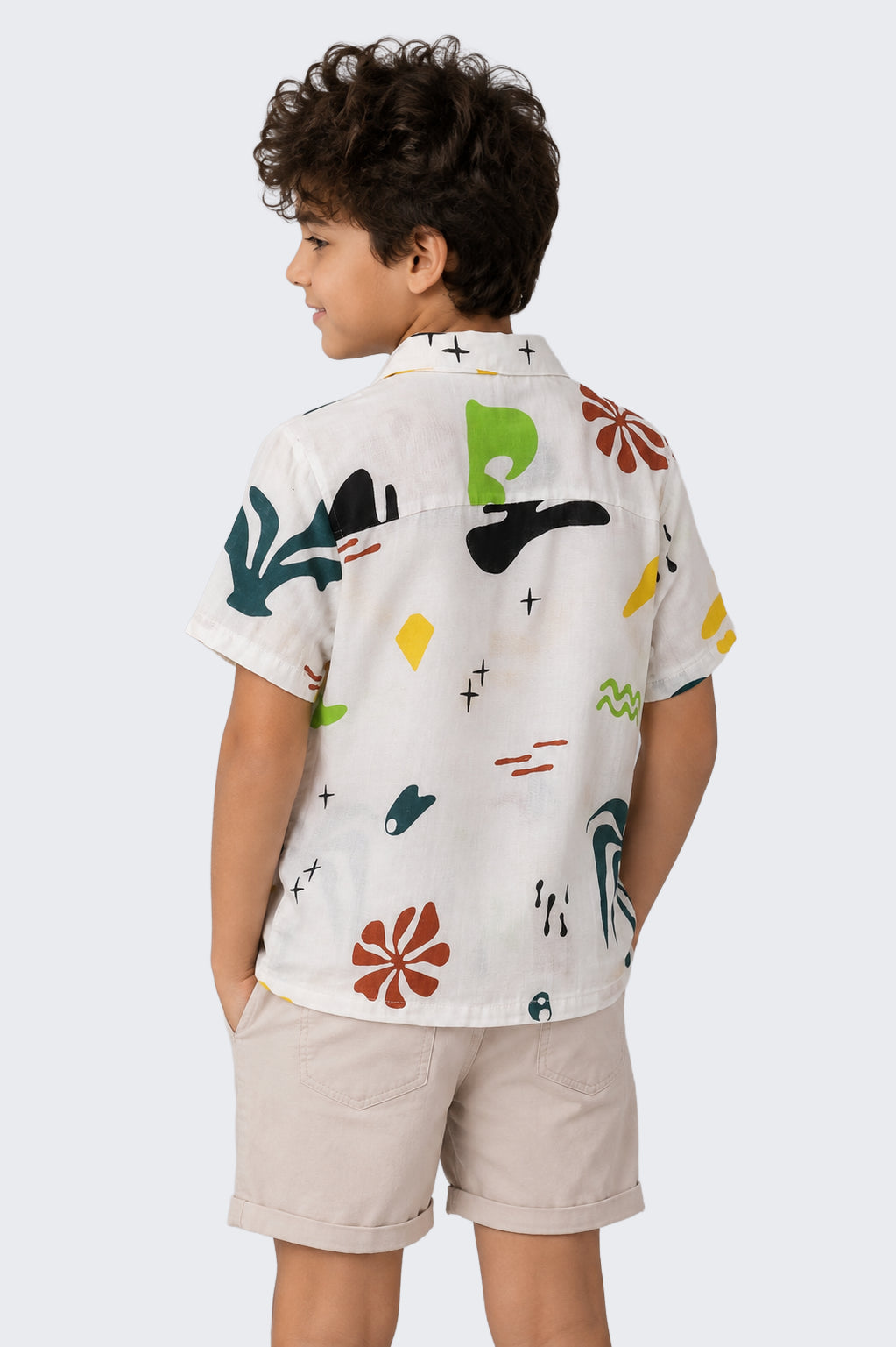 Tweens Boys Regular Fit White All - Over Print Shirt - Image 3