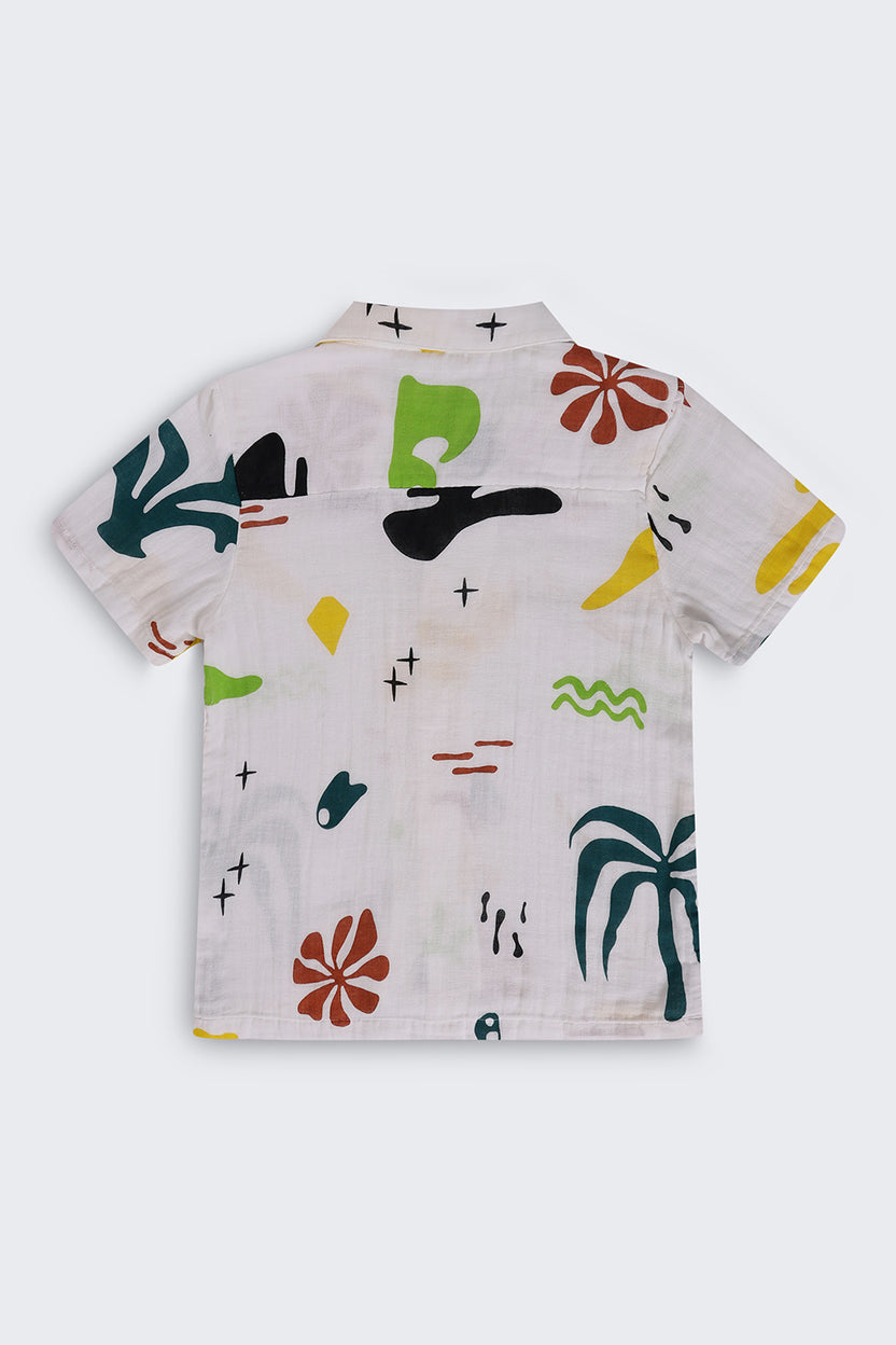 Tweens Boys Regular Fit White All - Over Print Shirt - Image 4