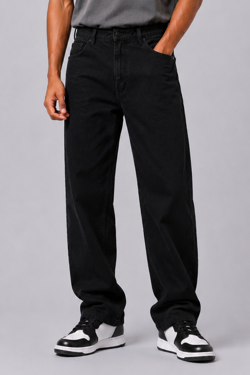 Mens Straight Fit Black Jeans With 5 Pocket - Image 2