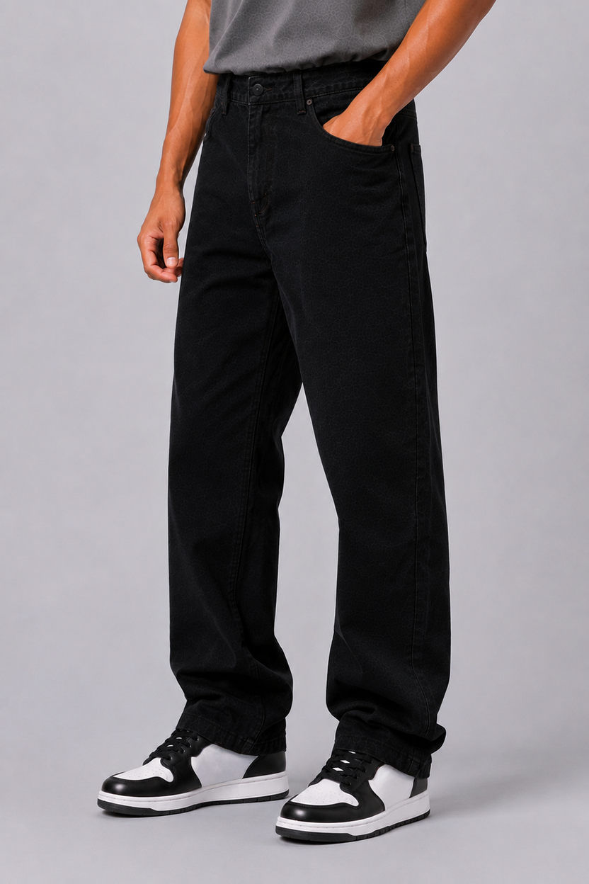 Mens Straight Fit Black Jeans With 5 Pocket - Image 4