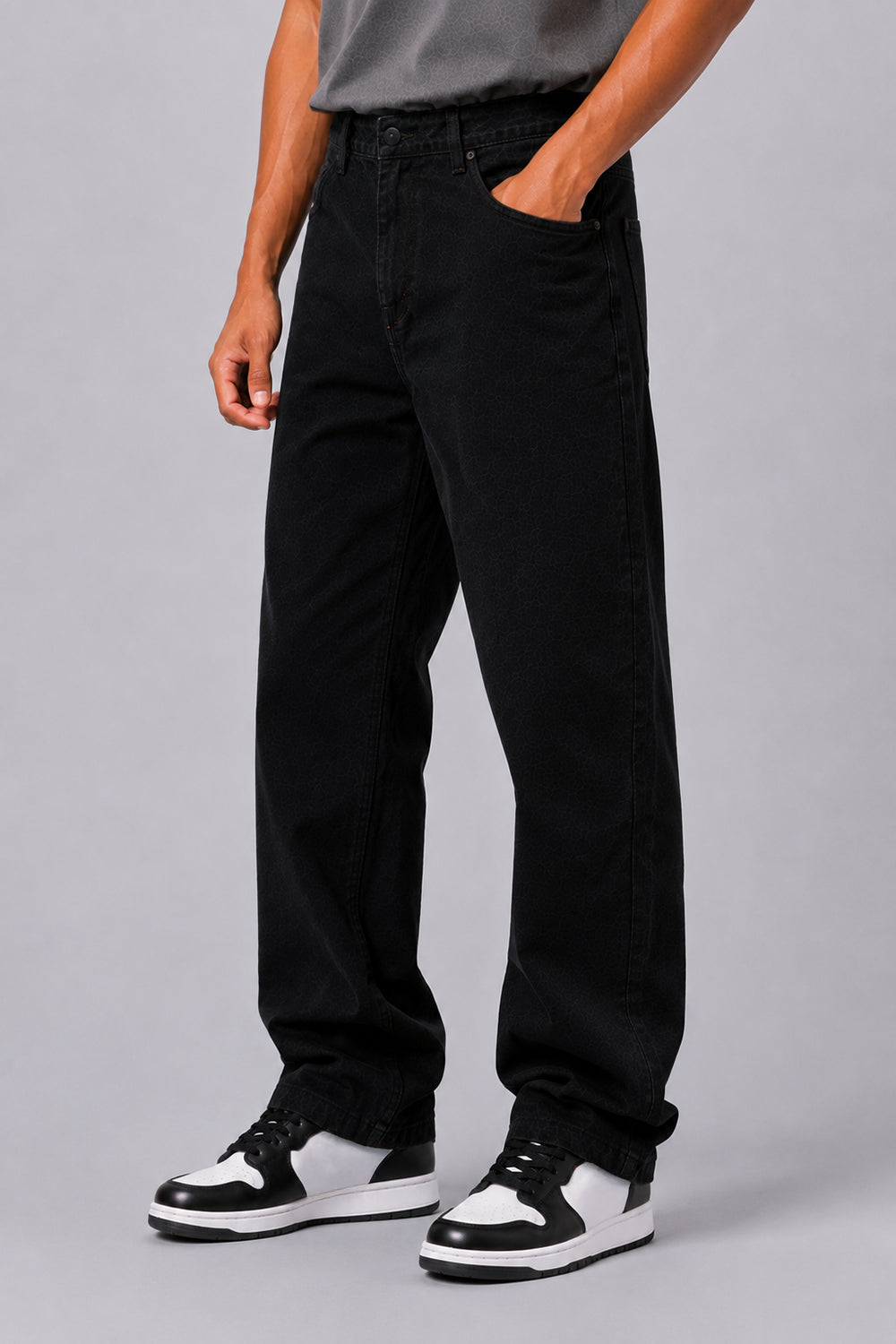 Mens Straight Fit Black Jeans With 5 Pocket - Image 4