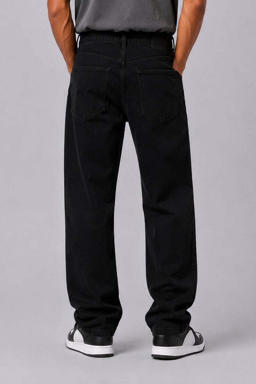 Mens Straight Fit Black Jeans With 5 Pocket - Image 5