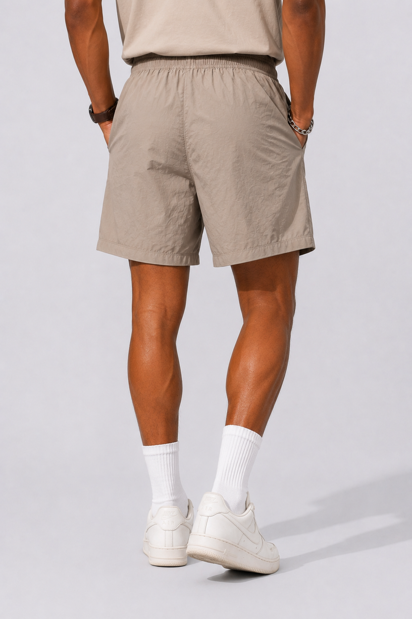 Mens Regular Fit Beige Solid Shorts - Image 5