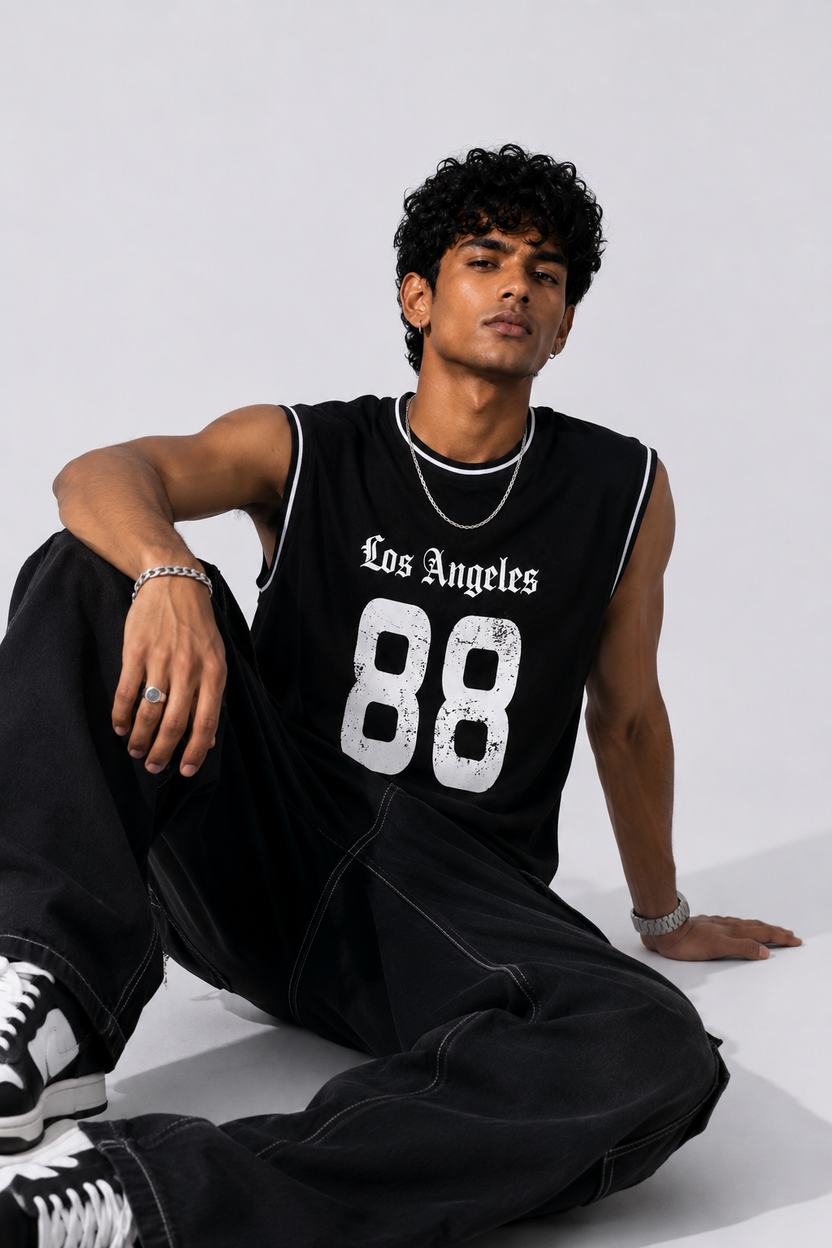 Mens Regular Fit Black  Printed T-Shirt - Image 6