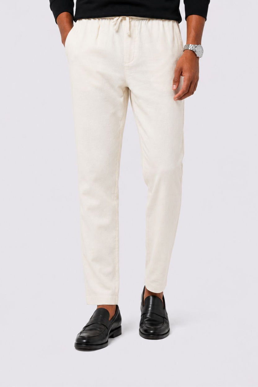Mens Regular Fit Cream Solid Trouser - Image 2
