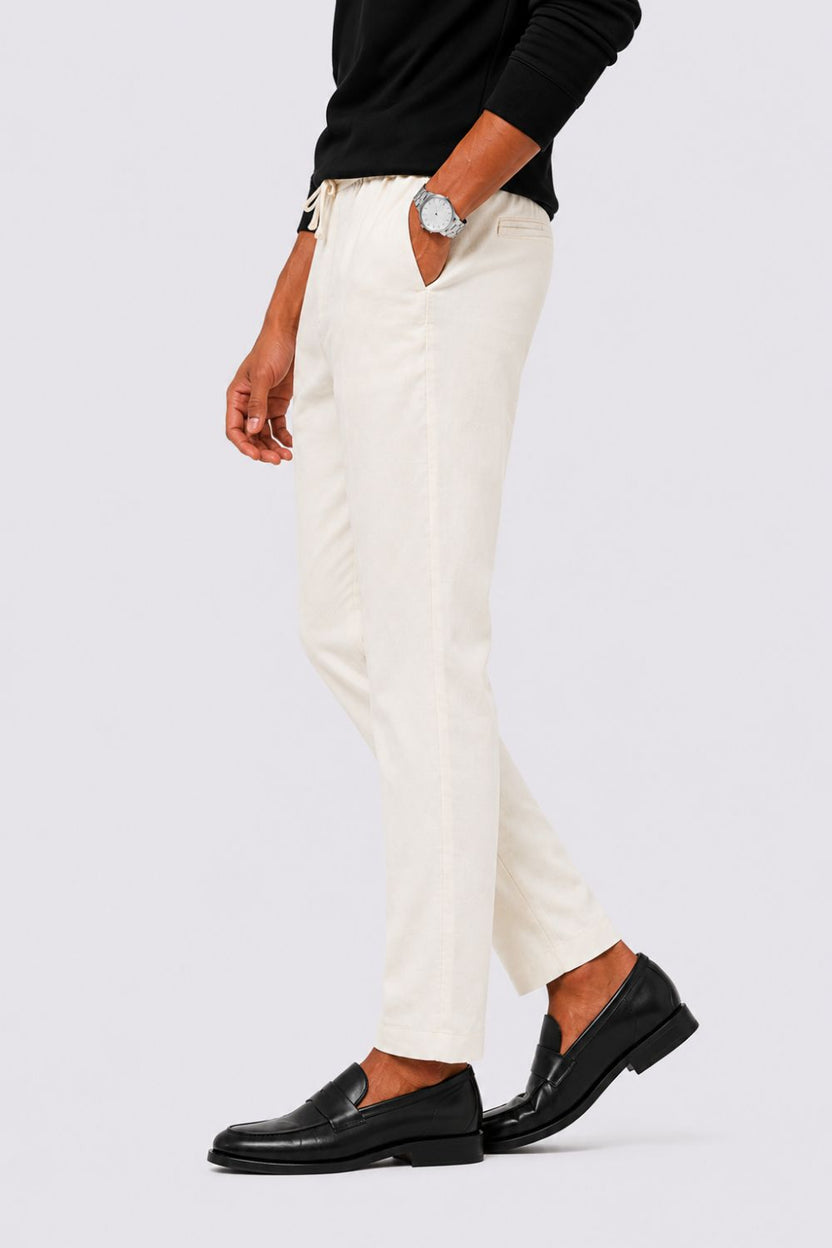 Mens Regular Fit Cream Solid Trouser - Image 4