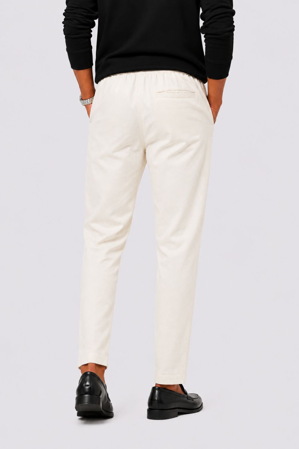 Mens Regular Fit Cream Solid Trouser - Image 5