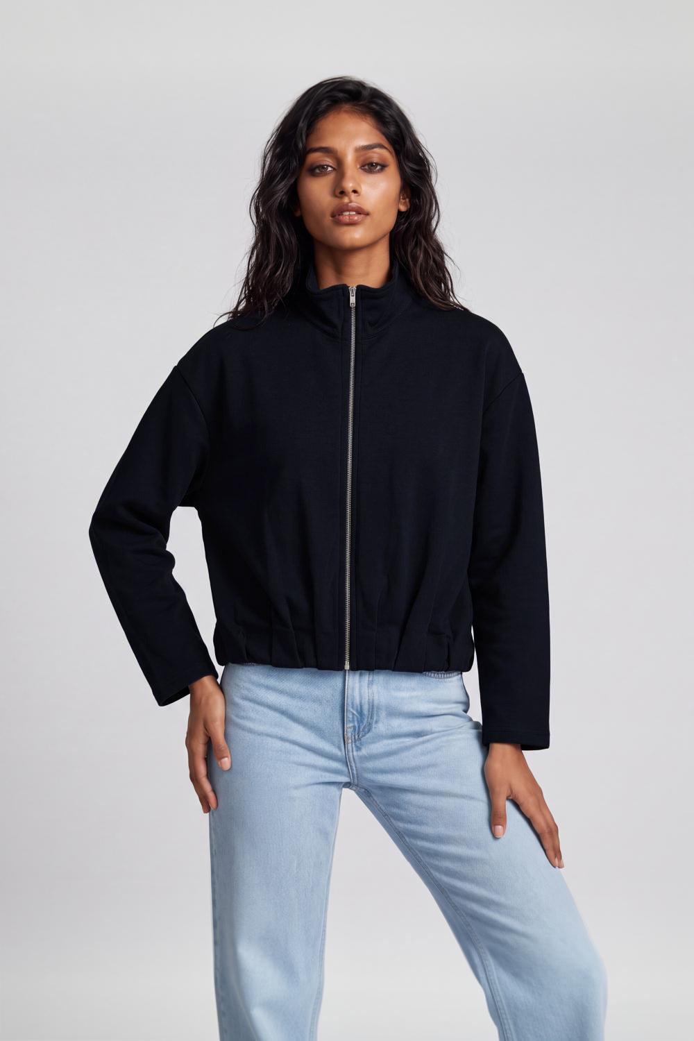 Womens Regular Fit Navy Solid Jacket - Image 2
