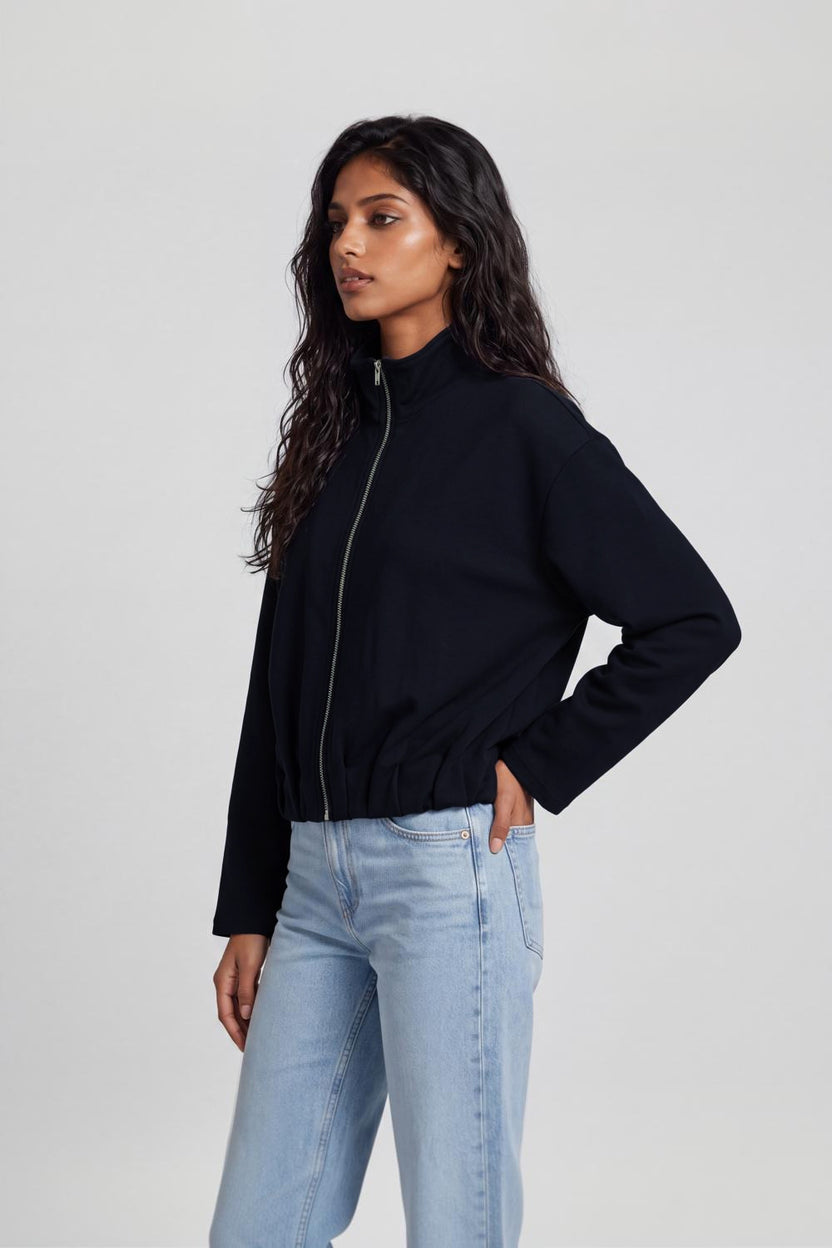 Womens Regular Fit Navy Solid Jacket - Image 4