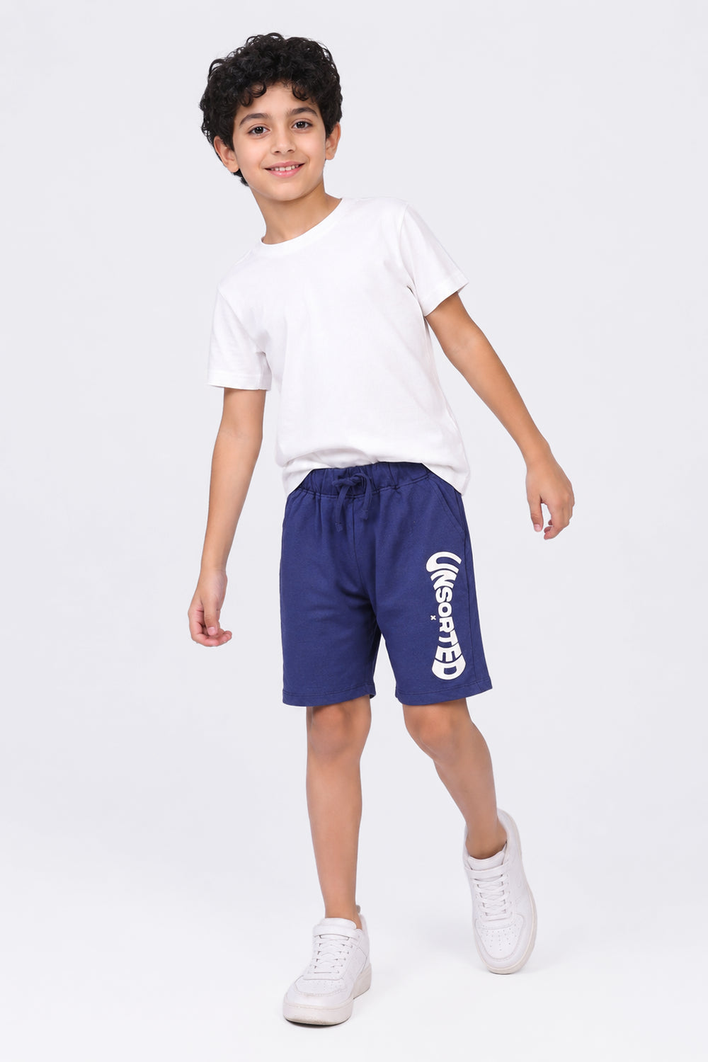 Tweens Boys Regular Fit Navy Letter Shorts - Image 1