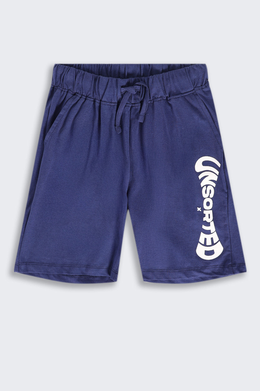 Tweens Boys Regular Fit Navy Letter Shorts - Image 2
