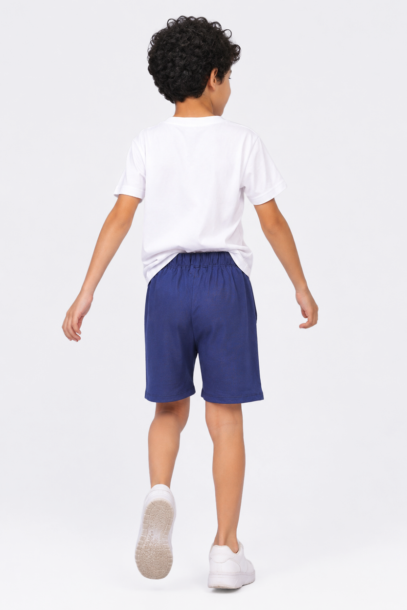 Tweens Boys Regular Fit Navy Letter Shorts - Image 3