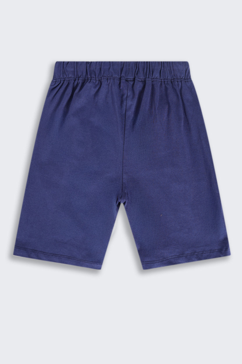 Tweens Boys Regular Fit Navy Letter Shorts - Image 4