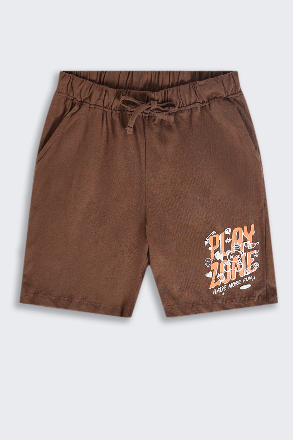 Tweens Boys Regular Fit Brown Letter Shorts - Image 2