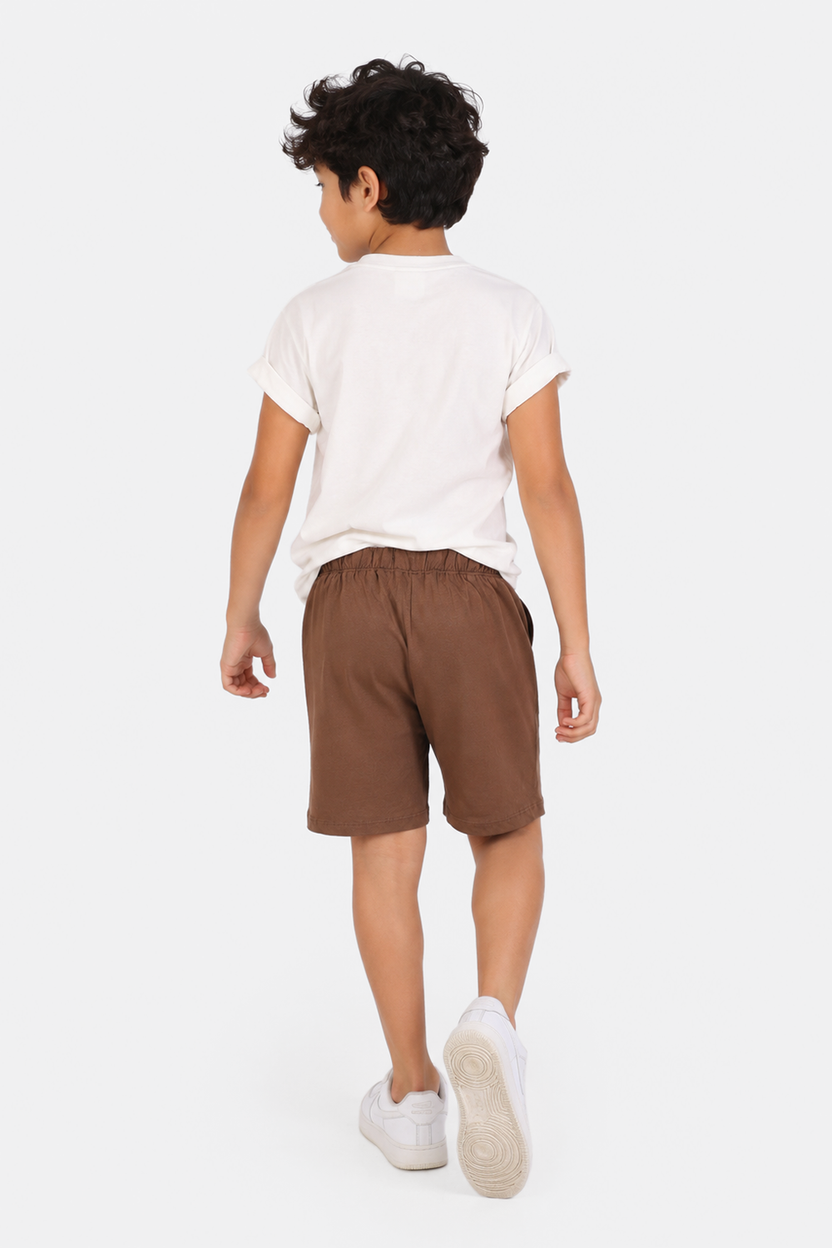 Tweens Boys Regular Fit Brown Letter Shorts - Image 3