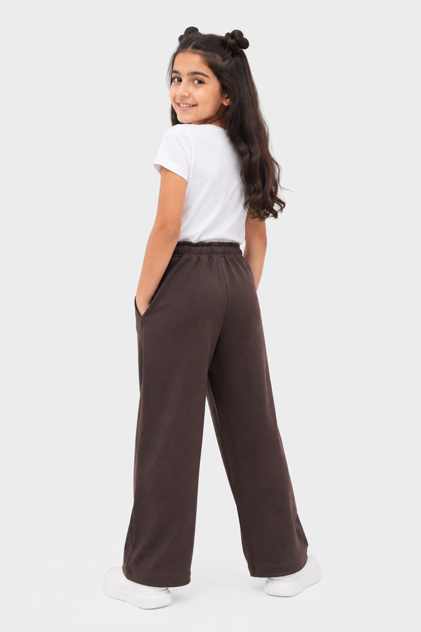 Tweens Girls Relaxed Fit Brown Solid Jogger - Image 3
