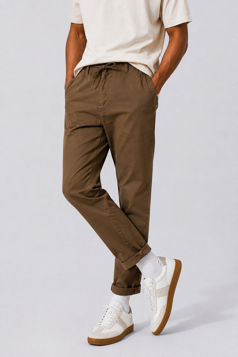 Mens Regular Fit Brown Solid Trouser - Image 2