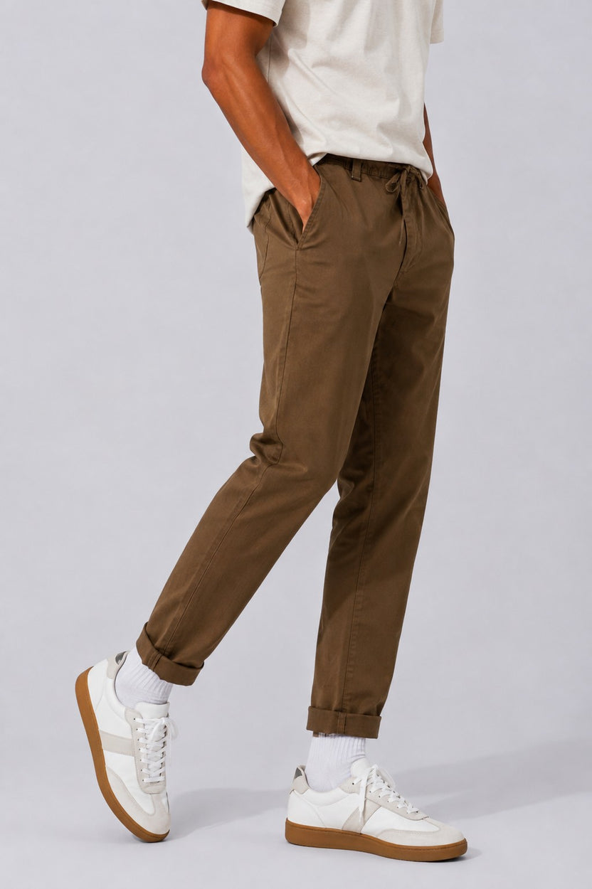 Mens Regular Fit Brown Solid Trouser - Image 4