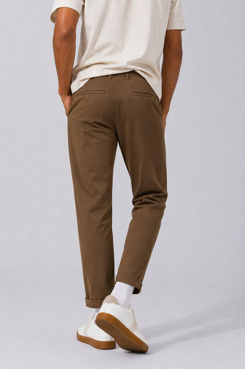 Mens Regular Fit Brown Solid Trouser - Image 5
