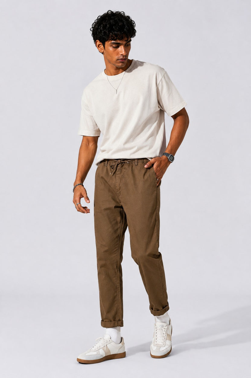 Mens Regular Fit Brown Solid Trouser - Image 6