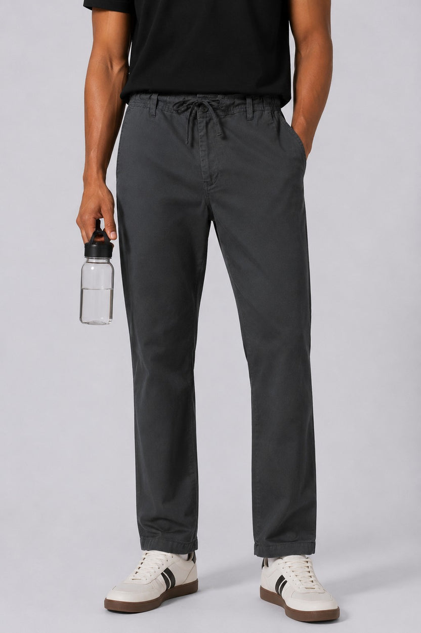 Men Straight Fit Grey Solid Trouser - Image 1