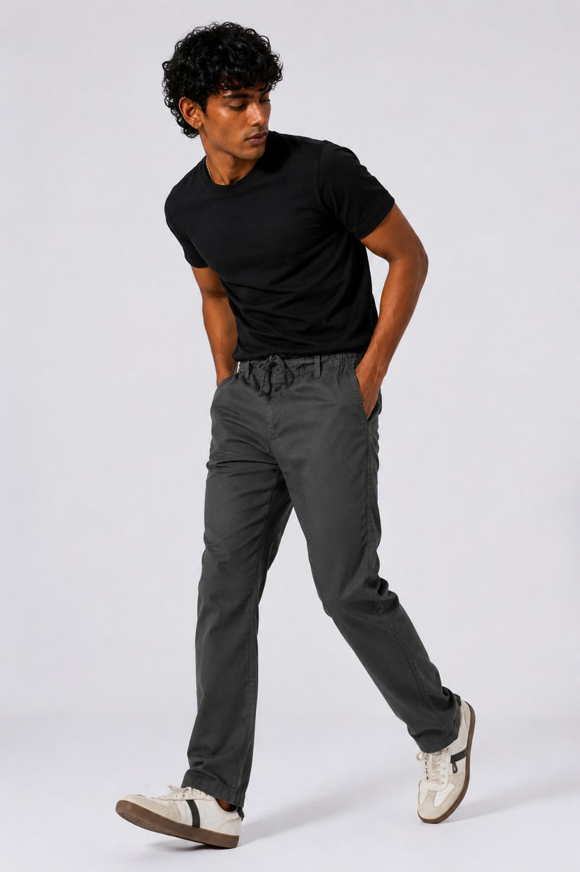 Men Straight Fit Grey Solid Trouser - Image 6
