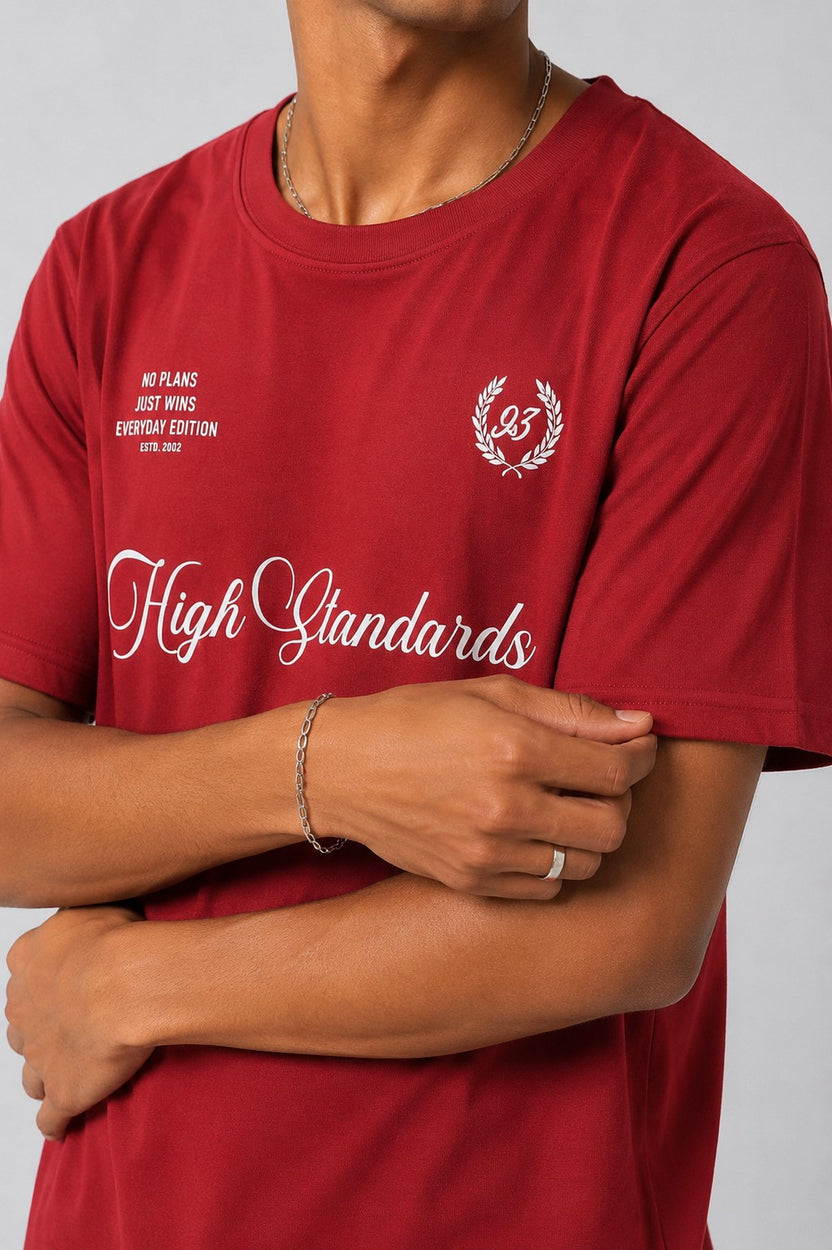 Men Regular Fit Rust Letter Printed T-Shirt - Image 3