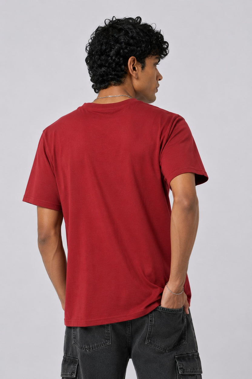 Men Regular Fit Rust Letter Printed T-Shirt - Image 5