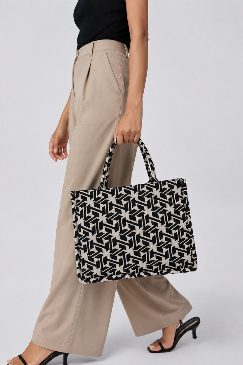Women Black Chevron Tote Bag - Image 1