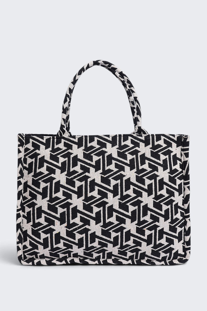 Women Black Chevron Tote Bag - Image 2