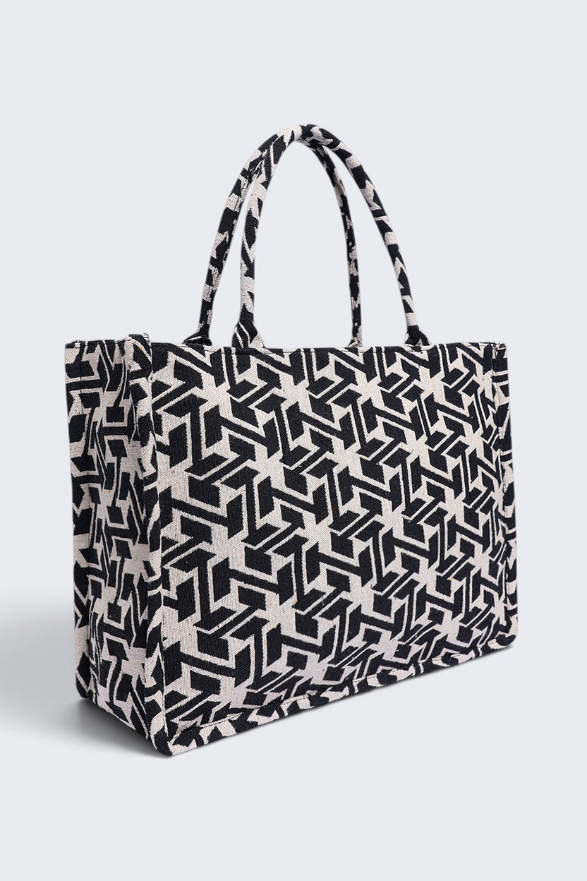 Women Black Chevron Tote Bag - Image 3