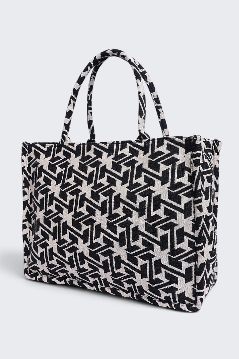 Women Black Chevron Tote Bag - Image 4
