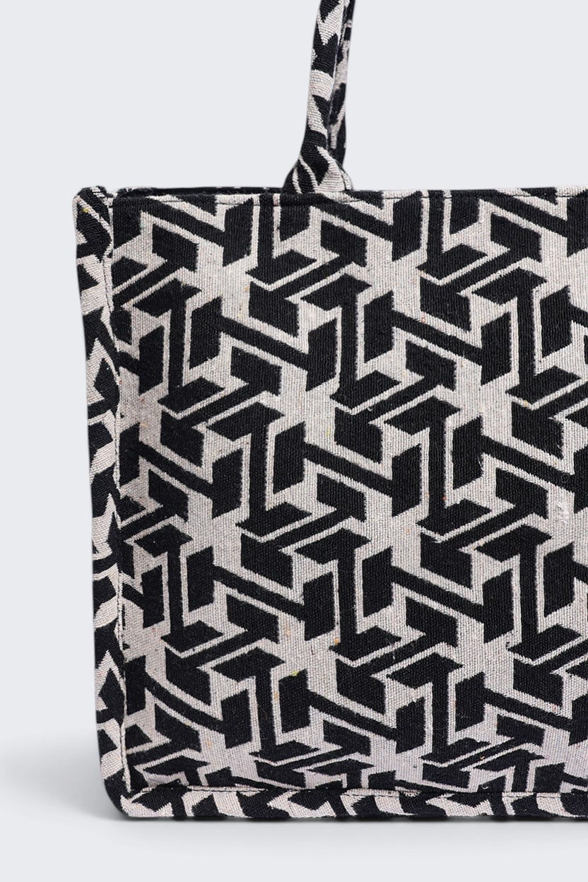 Women Black Chevron Tote Bag - Image 5