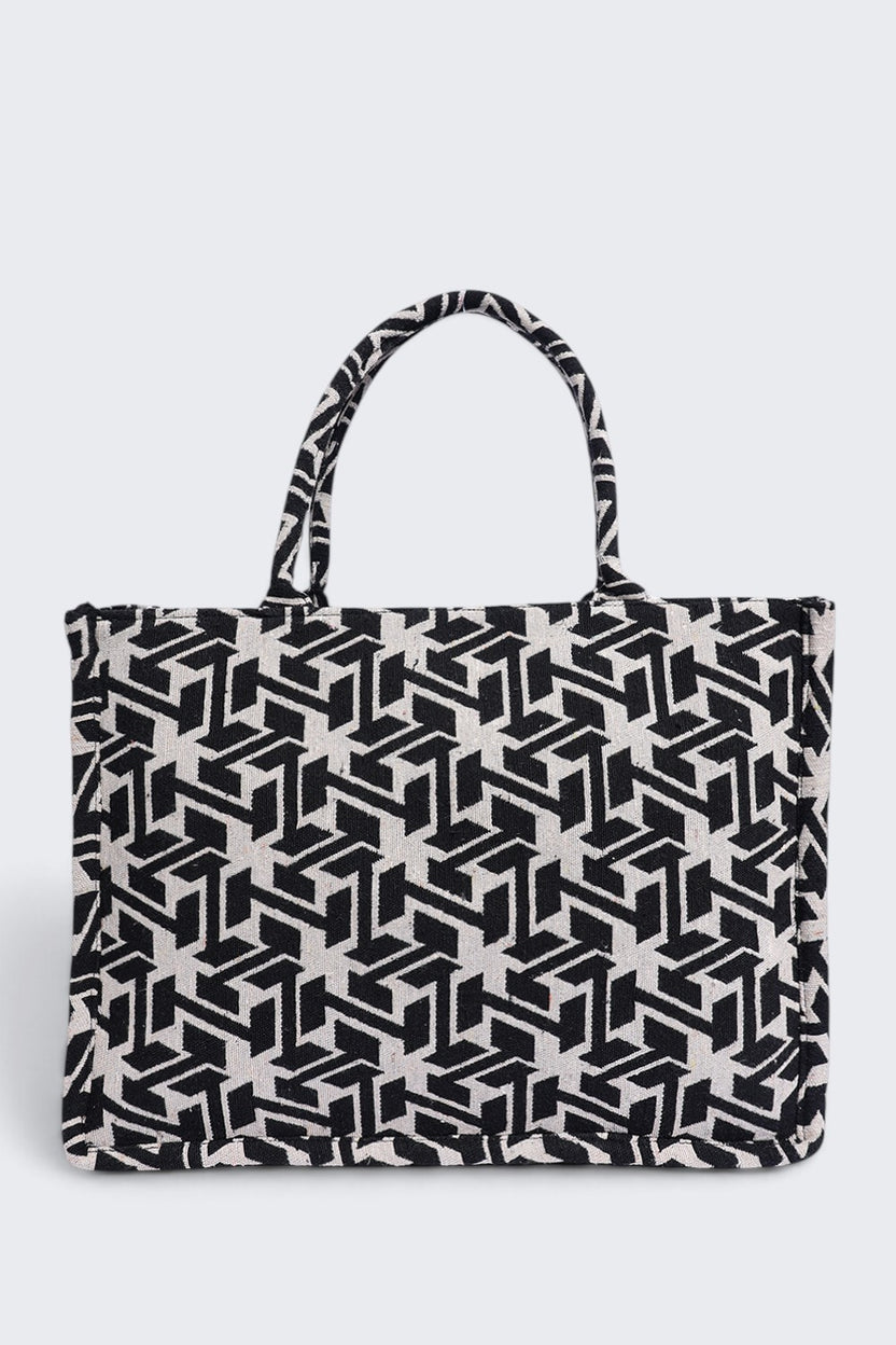 Women Black Chevron Tote Bag - Image 6