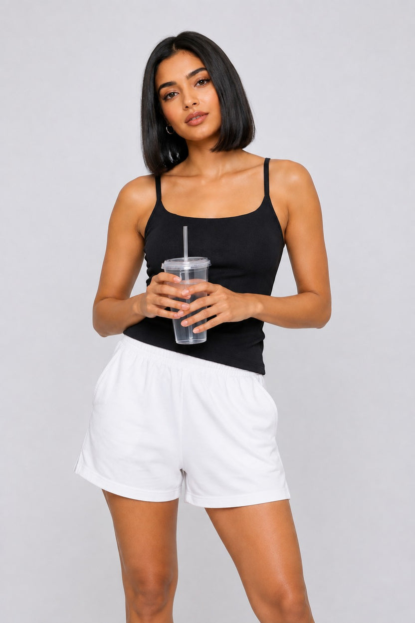 Women Regular Fit Black Solid Camisole With Built Bra - Image 1
