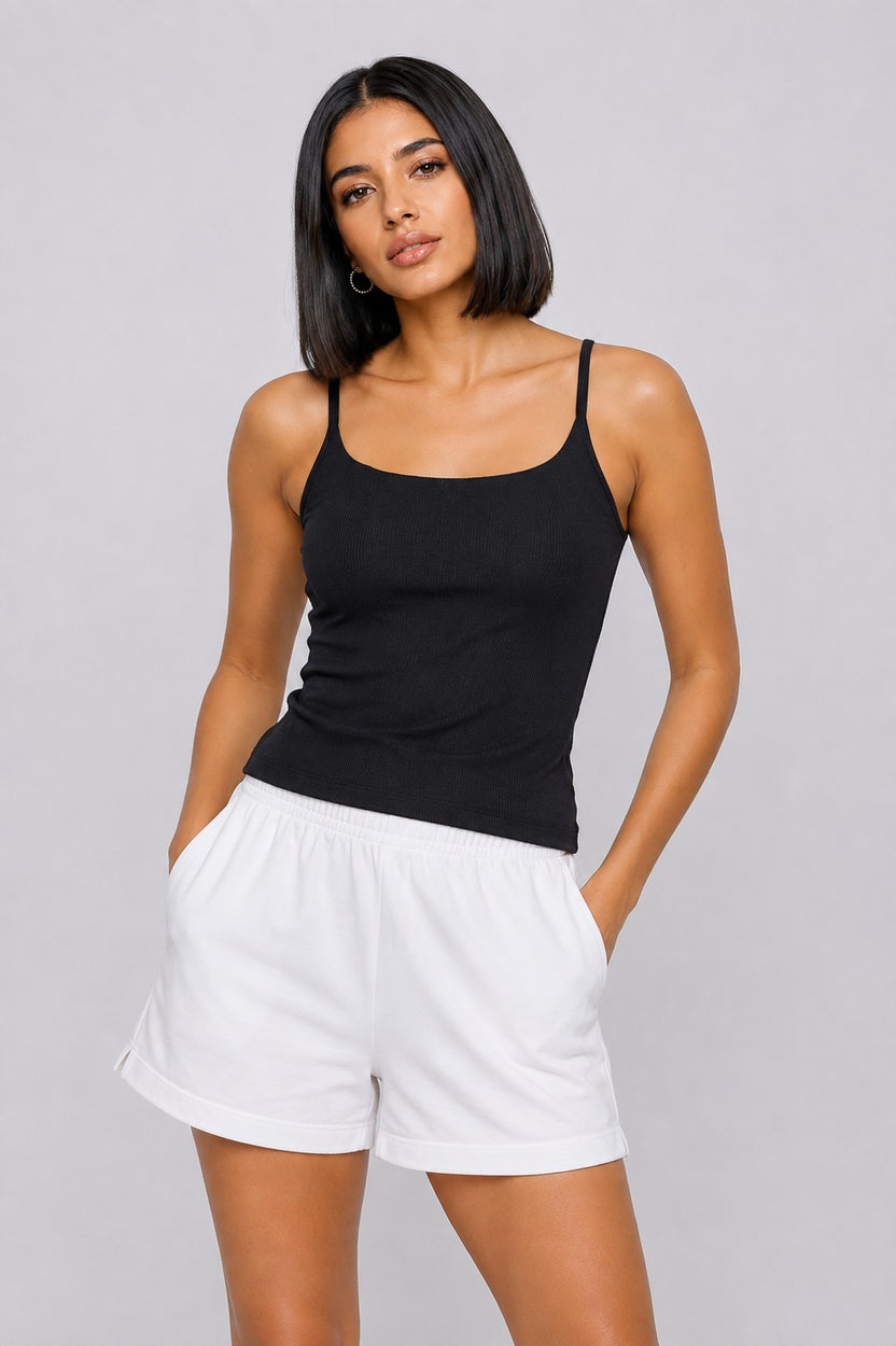 Women Regular Fit Black Solid Camisole With Built Bra - Image 2